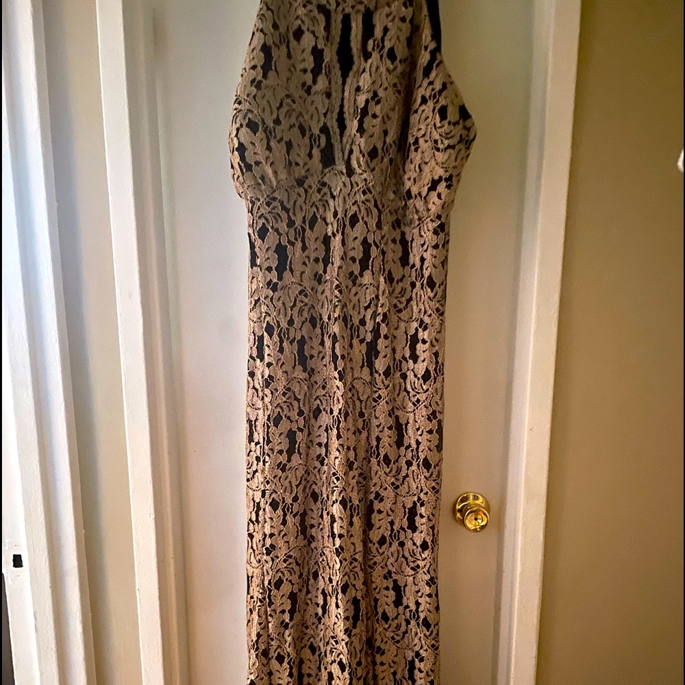 Black and Gold lace evening gown
